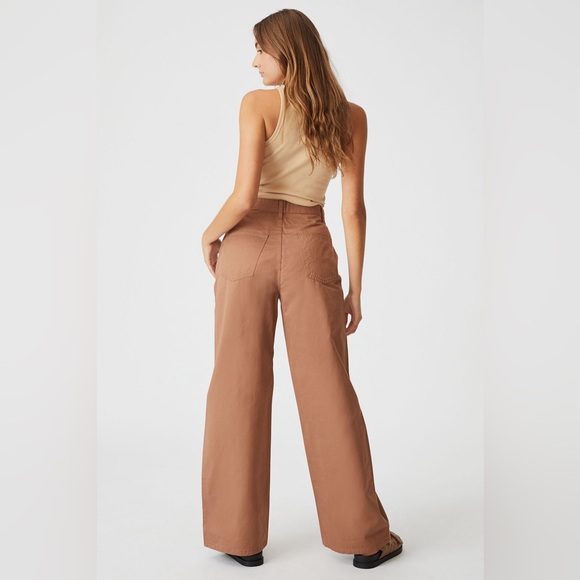 Cotton On Parker Long Straight Pant Cocoa Bean Brown Soft Slacks NWT - Picture 2 of 9